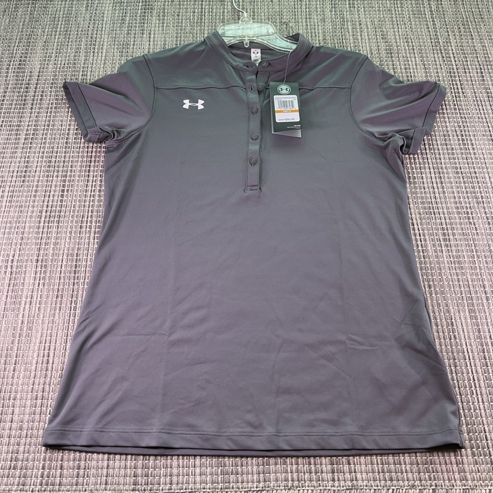 Under Armour Heatgear Team Drape Tee Womens Gray Polo Shirt 1305790 Small